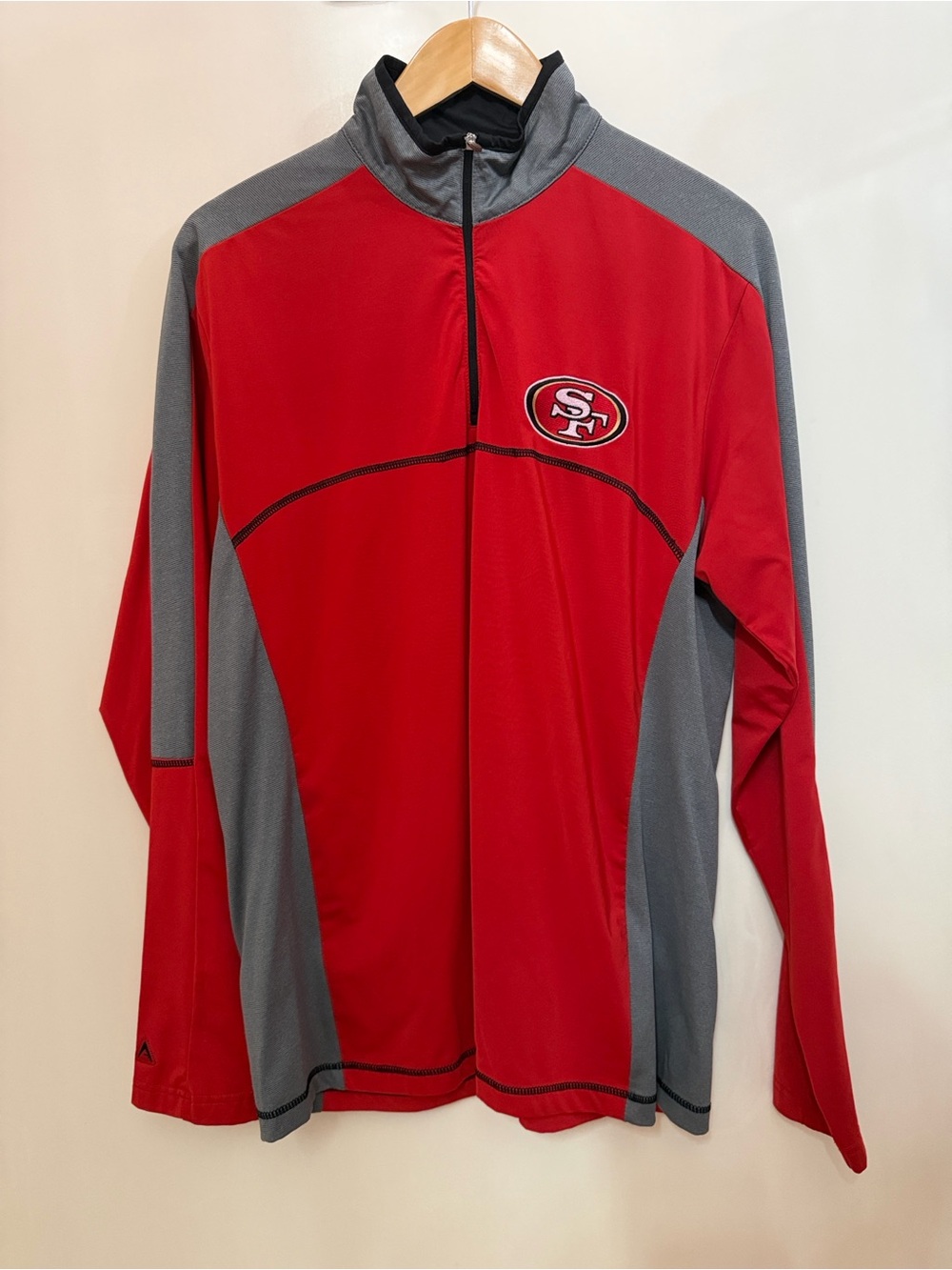 Antigua Men's Red and Gray Zip-Up Rash Guard